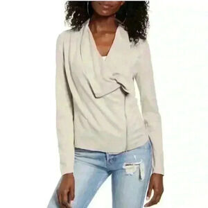BLANK NYC Beige Tan Faux Suede Drape Front Jacket Size Large